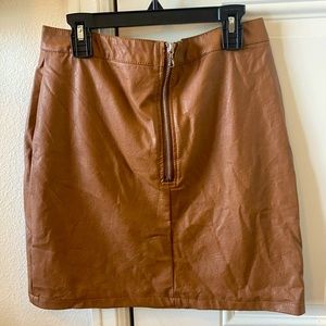 Faux brown leather mini skirt